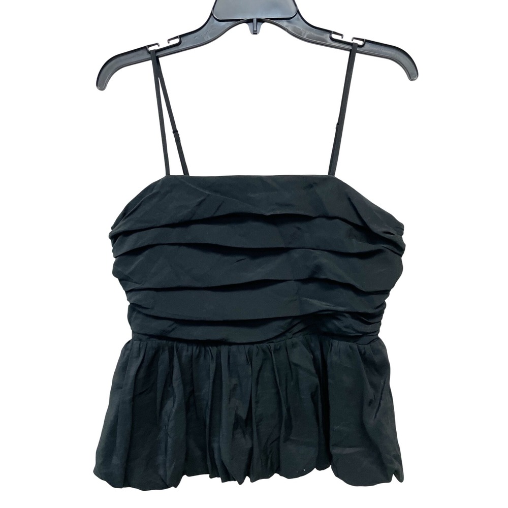 A New Day Women's Black Ruffle Bubble Hem Camisole Top Size Medium